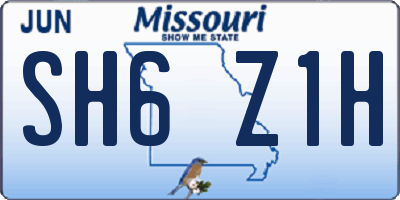 MO license plate SH6Z1H
