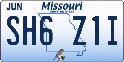 MO license plate SH6Z1I