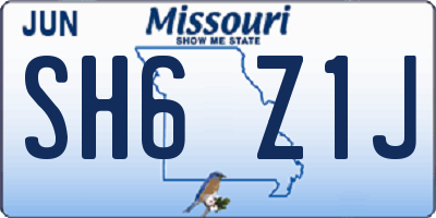 MO license plate SH6Z1J