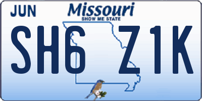 MO license plate SH6Z1K