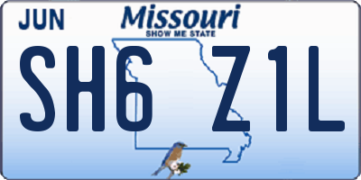 MO license plate SH6Z1L