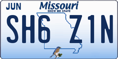MO license plate SH6Z1N