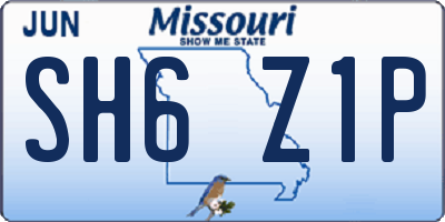 MO license plate SH6Z1P