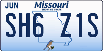 MO license plate SH6Z1S