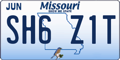 MO license plate SH6Z1T