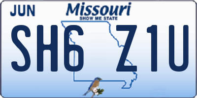 MO license plate SH6Z1U