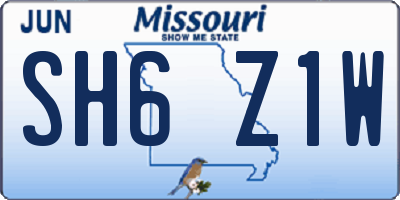 MO license plate SH6Z1W