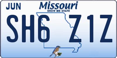 MO license plate SH6Z1Z
