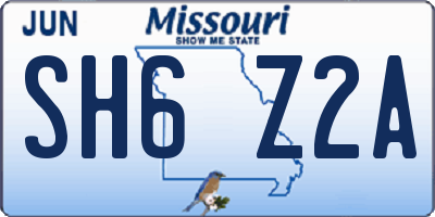 MO license plate SH6Z2A