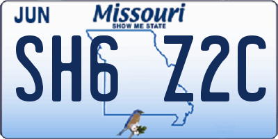MO license plate SH6Z2C