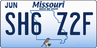 MO license plate SH6Z2F