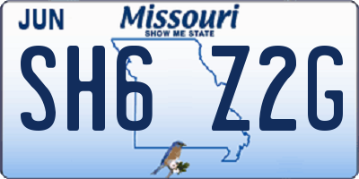 MO license plate SH6Z2G