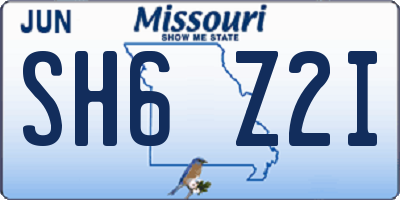 MO license plate SH6Z2I
