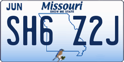 MO license plate SH6Z2J