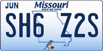 MO license plate SH6Z2S