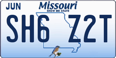 MO license plate SH6Z2T