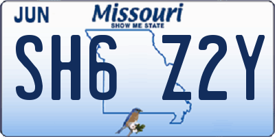 MO license plate SH6Z2Y