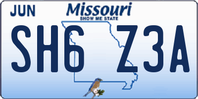 MO license plate SH6Z3A