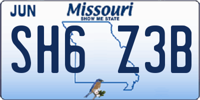 MO license plate SH6Z3B