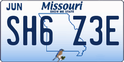 MO license plate SH6Z3E