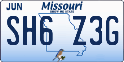 MO license plate SH6Z3G