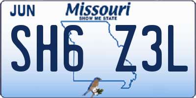 MO license plate SH6Z3L