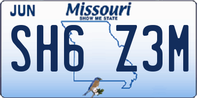 MO license plate SH6Z3M