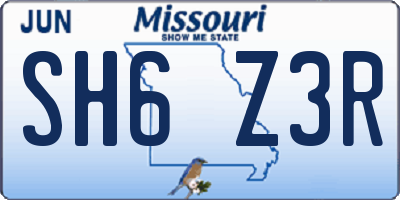 MO license plate SH6Z3R