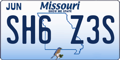 MO license plate SH6Z3S