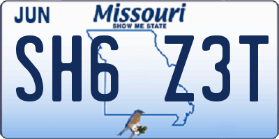MO license plate SH6Z3T