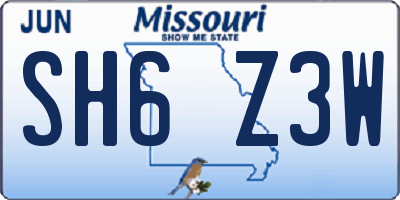MO license plate SH6Z3W