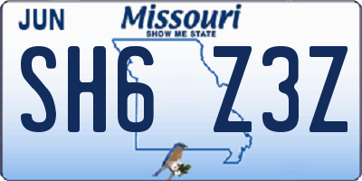 MO license plate SH6Z3Z