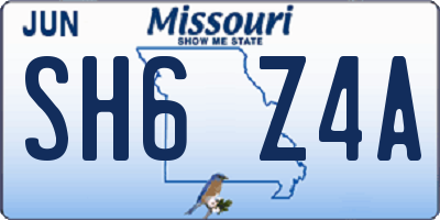 MO license plate SH6Z4A