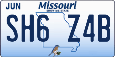 MO license plate SH6Z4B