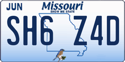 MO license plate SH6Z4D