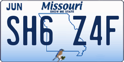 MO license plate SH6Z4F