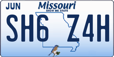 MO license plate SH6Z4H