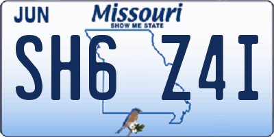 MO license plate SH6Z4I