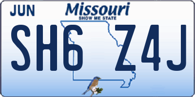 MO license plate SH6Z4J