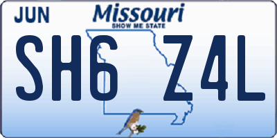 MO license plate SH6Z4L