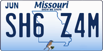 MO license plate SH6Z4M