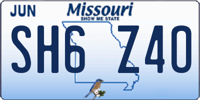 MO license plate SH6Z4O