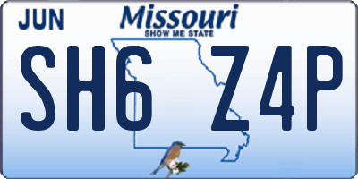 MO license plate SH6Z4P
