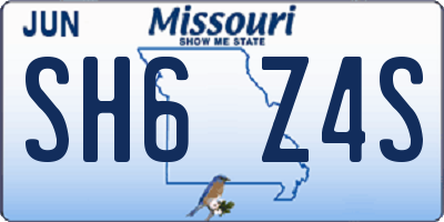 MO license plate SH6Z4S