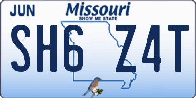 MO license plate SH6Z4T