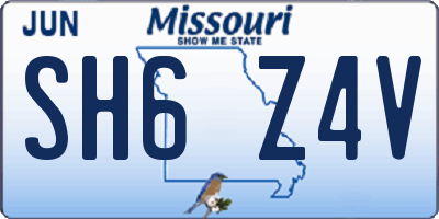 MO license plate SH6Z4V