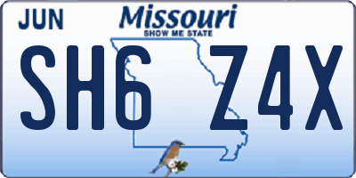 MO license plate SH6Z4X