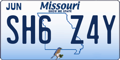 MO license plate SH6Z4Y