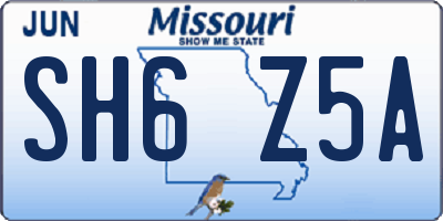 MO license plate SH6Z5A