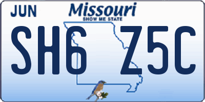 MO license plate SH6Z5C